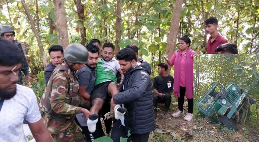 Seven Tourists Injured as Vehicle Overturns Returning from Sajek Valley